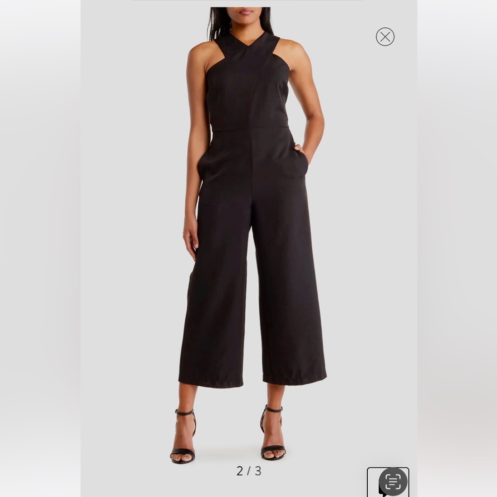 Sam Edelman Womens Black Crisscross Halter Neck Crop Jumpsuit, size 12
